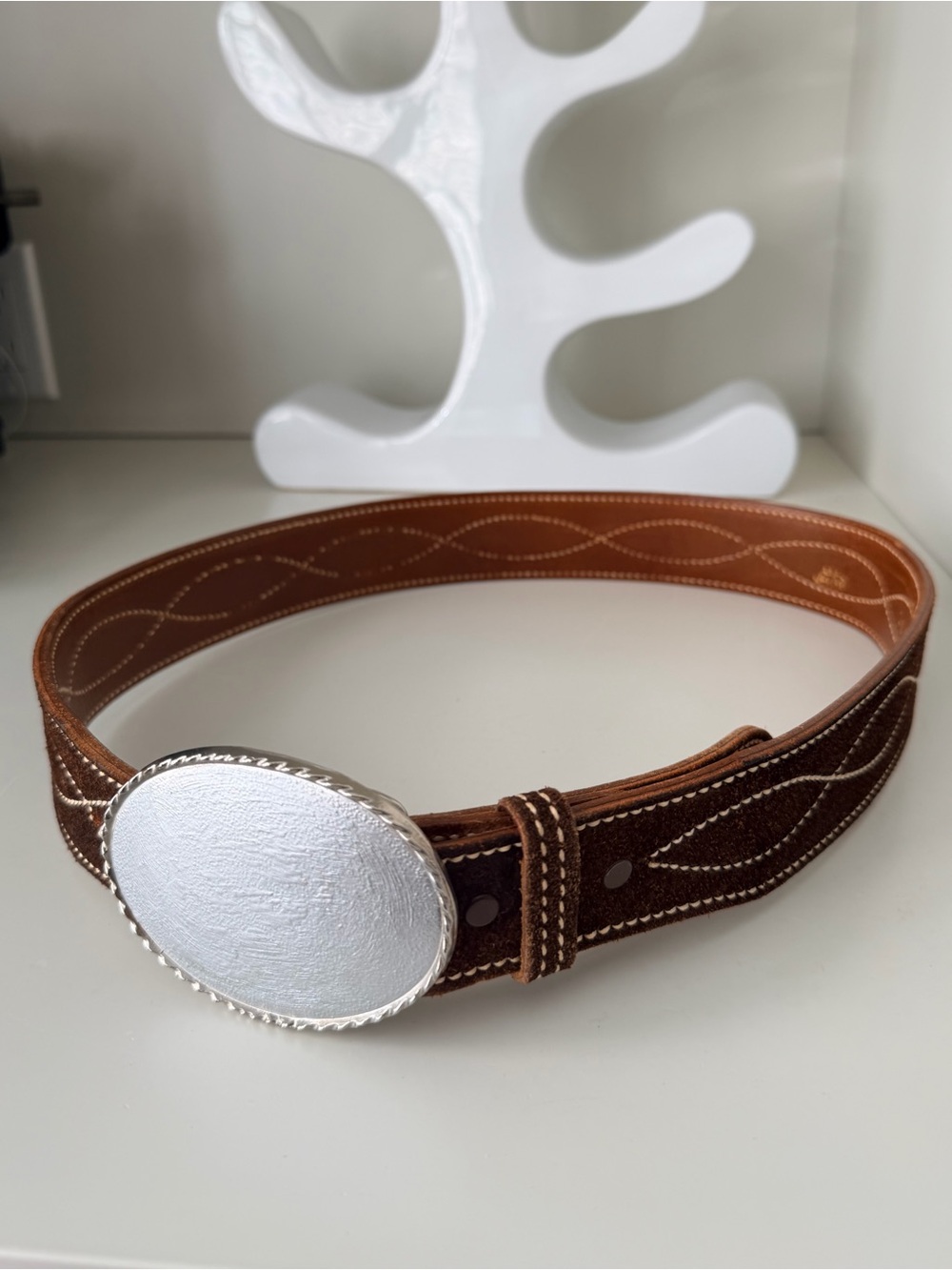 TEX TAN Leather Cowhide Belt Western Ranch Rodeo Texas Cowboy Size 36 Made Texas